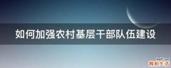 如何加强农村基层干部队伍建设