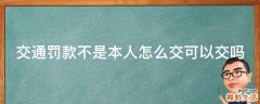 交通罚款不是本人怎么交可以交吗