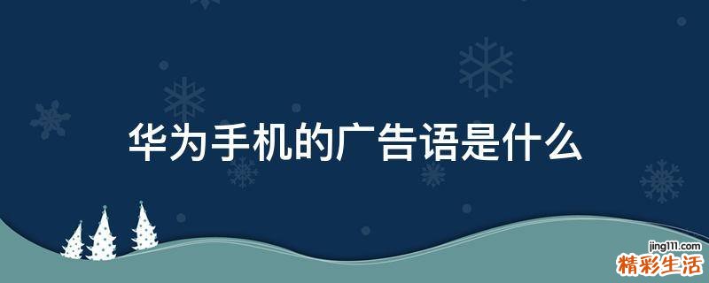 华为手机的广告语是什么