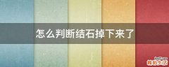 怎么判断结石掉下来了