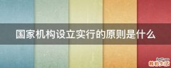 国家机构设立实行的原则是什么