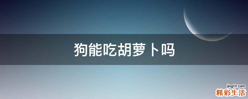 狗能吃胡萝卜吗