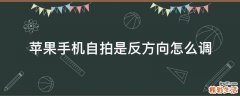 苹果手机自拍是反方向怎么调