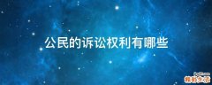 公民的诉讼权利有哪些