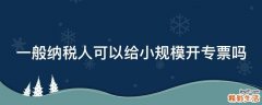 一般纳税人可以给小规模开专票吗