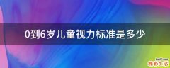 0到6岁儿童视力标准是多少