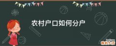 农村户口如何分户