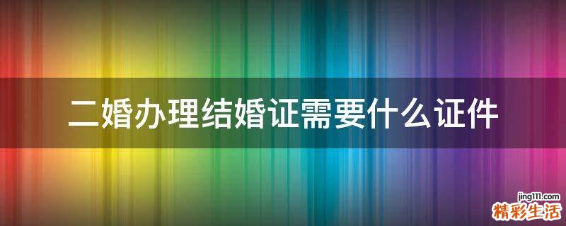 二婚办理结婚证需要什么证件