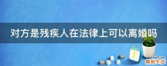 对方是残疾人在法律上可以离婚吗