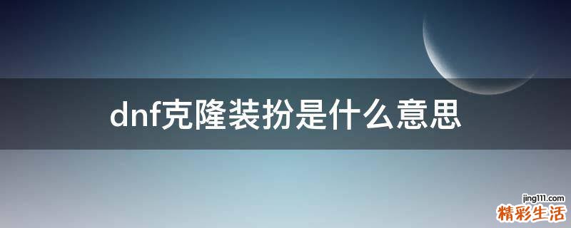 dnf克隆装扮是什么意思