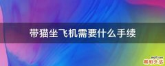 带猫坐飞机需要什么手续