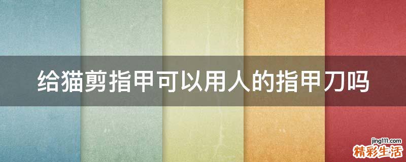 给猫剪指甲可以用人的指甲刀吗