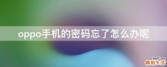 oppo手机的密码忘了怎么办呢