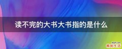 读不完的大书大书指的是什么