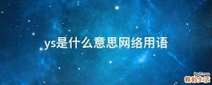 ys是什么意思网络用语