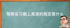 驾照实习期上高速的规定是什么