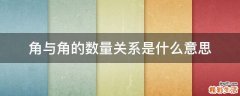 角与角的数量关系是什么意思