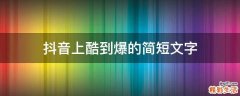 抖音上酷到爆的简短文字
