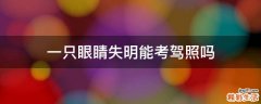 一只眼睛失明能考驾照吗