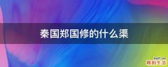 秦国郑国修的什么渠