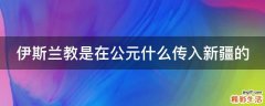 伊斯兰教是在公元什么传入新疆的
