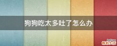 狗狗吃太多吐了怎么办