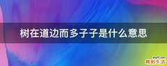 树在道边而多子子是什么意思