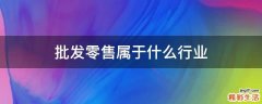 批发零售属于什么行业