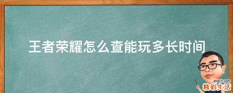 王者荣耀怎么查能玩多长时间