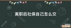 离职后社保自己怎么交