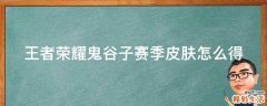 王者荣耀鬼谷子赛季皮肤怎么得
