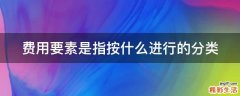 费用要素是指按什么进行的分类