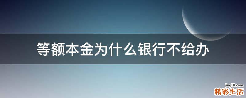 等额本金为什么银行不给办