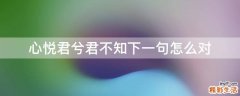 心悦君兮君不知下一句怎么对