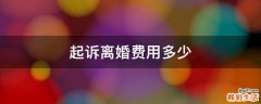 起诉离婚费用多少