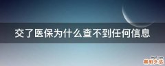 交了医保为什么查不到任何信息