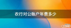 农行对公账户年费多少