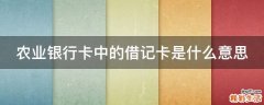 农业银行卡中的借记卡是什么意思