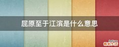屈原至于江滨是什么意思