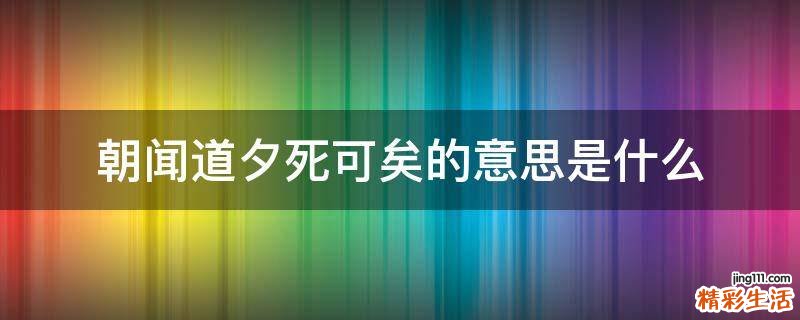 朝闻道夕死可矣的意思是什么