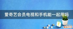 爱奇艺会员电视和手机能一起用吗