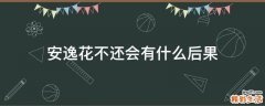 安逸花不还会有什么后果
