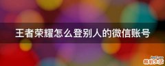 王者荣耀怎么登别人的微信账号