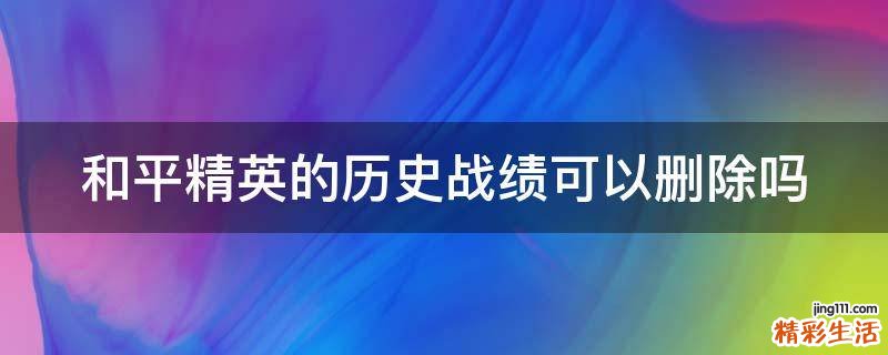 和平精英的历史战绩可以删除吗
