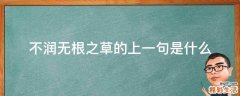 不润无根之草的上一句是什么