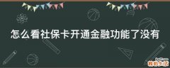 怎么看社保卡开通金融功能了没有