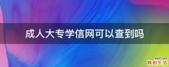 成人大专学信网可以查到吗