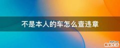 不是本人的车怎么查违章
