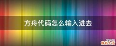 方舟代码怎么输入进去