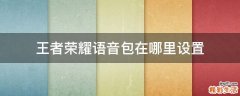王者荣耀语音包在哪里设置
